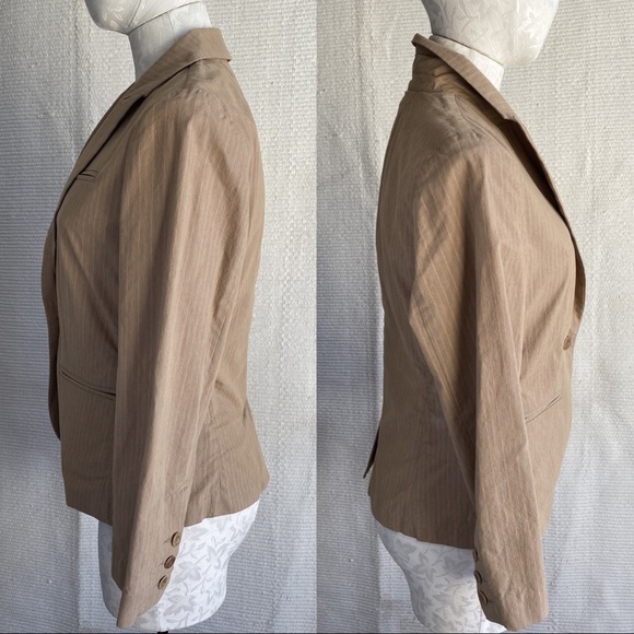 Vintage Joie Jacket M Pinstriped Blazer Tan Orange - Picture 4 of 9